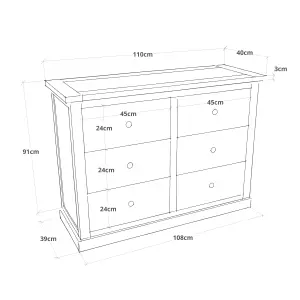 Trevi 6 Drawer Chest of Drawers Brass Knob