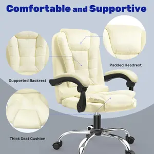 Ergonomic Office Chair with Tilt Function-Beige