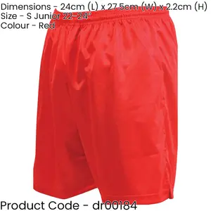 S - RED Junior Sports Micro Stripe Training Shorts Bottoms - Unisex Football