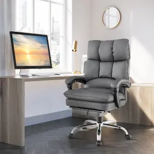 Costway Office Desk Chair Ergonomic Padded Reclining Chair W/Retractable Footrest