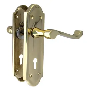 Ashford Door Handle Key Lock Scroll Lever - Polished Brass