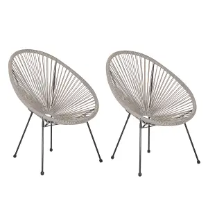 Set of 2 Garden Chairs ACAPULCO II PE Rattan Light Grey