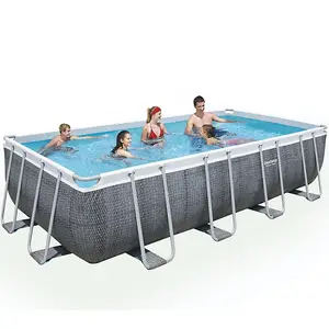 Bestway 18ft x 9ft x 48in Power Steel Rectangle Pool Set