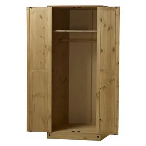 Mercers Furniture Corona Budget 2 Door 1 Shelf Wardrobe Solid Pine with Mexican Styling