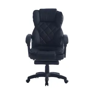 Executive  Swivel Black Office Chair PU Leather Computer Desk Chair With Footrest