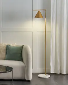 Beliani Modern Metal Floor Lamp Gold MOCAL