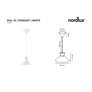 Nordlux Dial 25 Indoor Living Room Dining Office Hallway Pendant Ceiling Light in White (Diam) 25cm