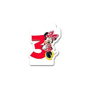 Disney Cafe Minnie Mouse 3rd Birthday Candle Red/White/Black (One Size)