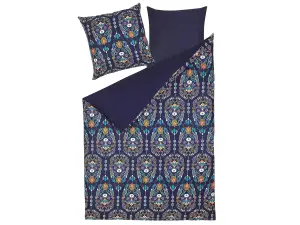 Duvet Cover Set MADRONA 155 x 220 cm Cotton Sateen Dark Blue