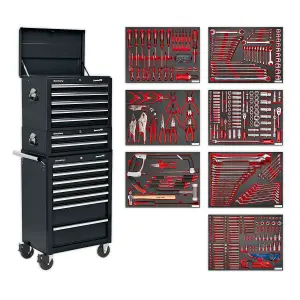 Sealey Tool Chest 14-Drawer Ball Bearing Slide Black 446 Pcs Tool Kit TBTPCOMBO2