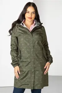 Rydale Ladies 3/4 Length Waterproof Jacket With Hood - Khaki Pheasant 14