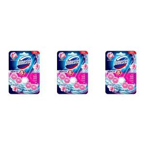 Domestos Power 5 Toilet Rim Block Pink Magnolia 55G (Pack of 3)