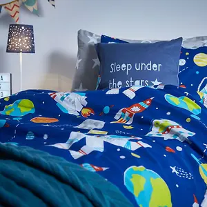 Bloomsbury Mill - Outer Space Toddler Cot Bed Duvet Cover and Pillowcase Set - Cot Bed - 150 x 120cm