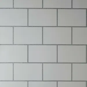 Crown Metro Tile Grey / Silver Metallic Textured Washable Wallpaper M1637