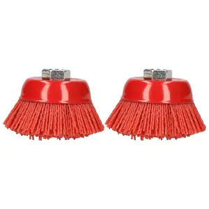 2PK 75mm Nylon Filament Abrasive Cup Brush Metal Polishing Rust Removal