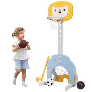 Costway 3-in-1 Basketball Hoop Set Stand Toddler Basketball Hoop w/ 5 Adjustable Height