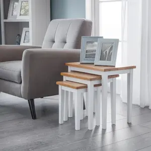 Elvina 3 Piece Nest of Tables Natural Oak/White