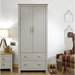 Loretta 2 Door Wardrobe Zipcode Design Finish: Soft Grey