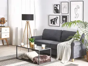 3 Seater Velvet Sofa Grey RONNEBY