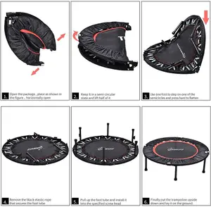 Jandecfit Mini Trampoline Foldable Jumper 40" Fitness Gym Rebounder Black Red