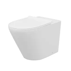 Nes Home Elliss Round Back to Wall Rimless Toilet Pan With Soft Close Seat + WRAS Approved Concealed Cistern