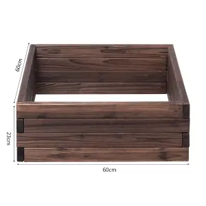 Costway Square Planter Box 60 x 60 cm Wood Raised Garden Bed Planter With Open-Ended Base