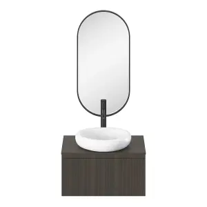 GoodHome Tisa Black Oval Wall-mounted Bathroom Mirror (H)80cm (W)40cm