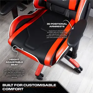 X-Rocker Agility eSport Gaming Chair Racing PC Reclining Adjustable PC Gaming Seat - RED