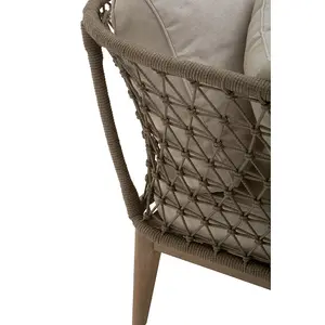 Interiors by Premier Rattan Chaise Lounge, Wooden Airy Chaise Lounge for Living Room, Bedroom, Lounger with Grey Cushioning