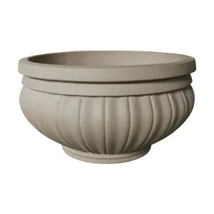 Southern patio Bantry Matt Beige Stone effect Terracotta Lined Round Plant pot (Dia) 54cm, (H)30cm, 49L