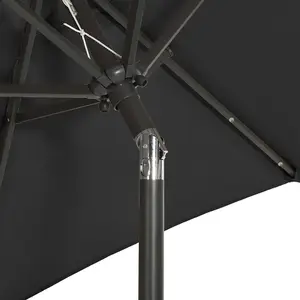 Berkfield Parasol with LED Lights Black 200x211 cm Aluminium