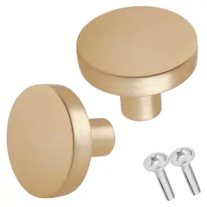 Keypak Cabinet Knob, Pack of 2, Brushed Brass, Aluminium Precision 30mm Classic Wardrobe Cupboard Drawer Handles