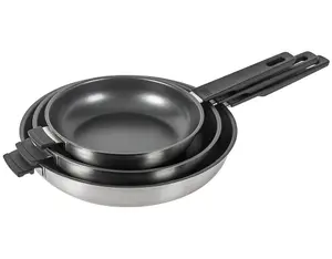 Kuhn Rikon Smart & Compact Stainless Steel Non-Stick Induction Frying Pan, Set of 3, 20, 24 and 28cm