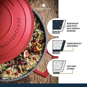 MasterClass Cast Aluminium 4L Casserole Dish Red