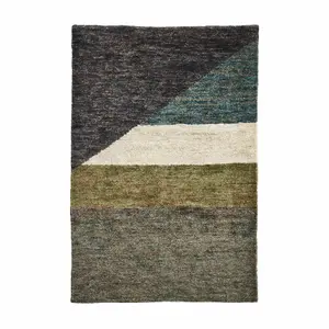 Multi Modern Easy to Clean Abstract Handmade DiningRoom Bedroom And Living Room Rug-120cm X 170cm