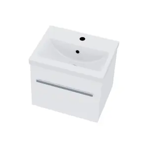 Nes Home Nanuya 500mm Wall Hung 1 Drawer Basin Vanity Unit White