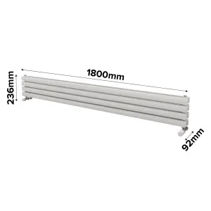 Ximax Champion Duplex FORDH2361800W White Gas Horizontal Designer Radiator, (W)1800mm x (H)236mm