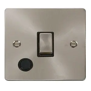 Flat Plate Satin / Brushed Chrome 1 Gang 20A Ingot DP Switch With Flex - Black Trim - SE Home