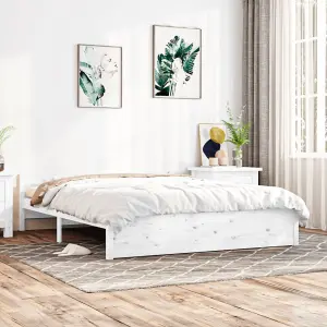 Berkfield Bed Frame White Solid Wood 180x200 cm Super King Size