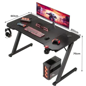 Ergonomic Gaming Computer Desk Black / 75cm H x 120cm W x 60cm D