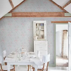 Shabby Chic by Rachel Ashwell Chelsea Blue Floral Wallpaper