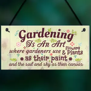 Red Ocean Gardening Is An Art Novelty Hanging Plaque SummerHouse Sign Garden Shed Friendship Gift