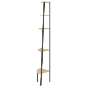 Berkfield 5-Tier Corner Shelf Light Brown and Black 45.5x31.5x180 cm