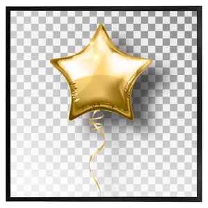 Golden star balloon (Picutre Frame) / 20x20" / White