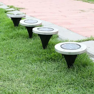 Set of 4 Solar Ground Lights 8 LEDs Deck Lights Outdoor White Pathway Lights In Ground Waterproof for Garden Lawn Patio Driveway