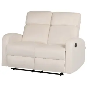 2 Seater Velvet Manual Recliner Sofa White VERDAL