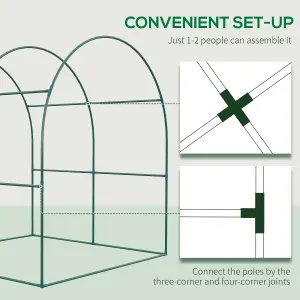 Outsunny Walk in Polytunnel Greenhouse with Roll-up Window and Door, Green