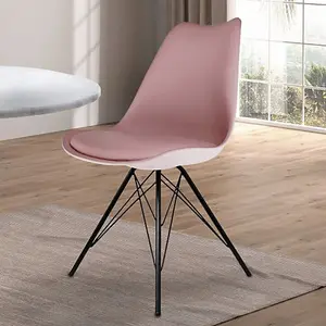 Soho Blush Pink Plastic Dining Chair with Black Metal Legs