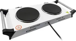 Hometronix 2500W Dual Hob Portable Electric Table Top Cooker/Hob White