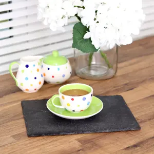 Coffee Tea Cups and Saucers Set of 4 Polka Dot Print by Laeto House & Home - INCLUDING FREE DELIVERY